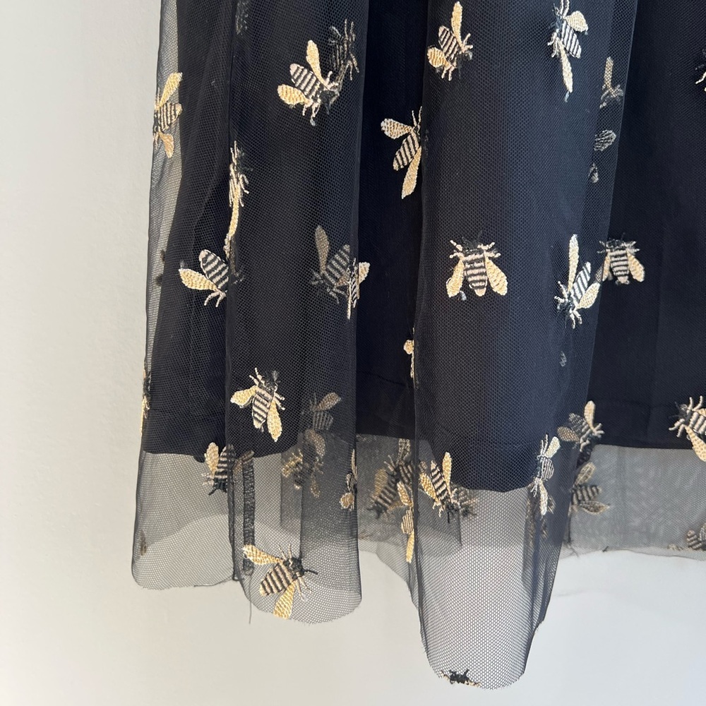 Corey Lynn Calter Dixie Embroidered Honey Bees Black and Gold Trapeze Dress, S - Picture 5 of 10
